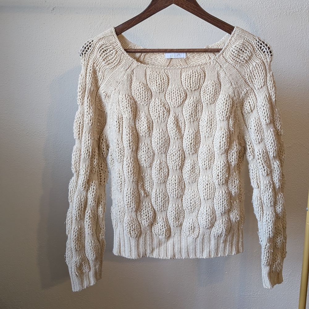 dELiA*s Cream Cable Knit Sweater